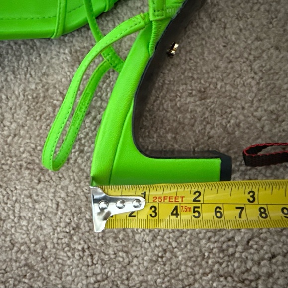 NEW Sandro Paris Strapped Leather Sandals Faye Neon Green Heels - Picture 8 of 9